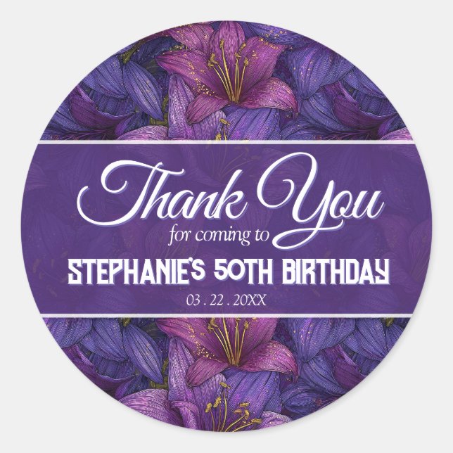 Amaryllis Flower Milestone Birthday Personalized Classic Round Sticker (Front)