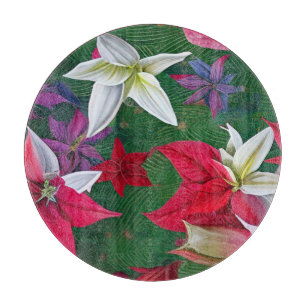 Amaryllis Flowers and pine   Cutting Board
