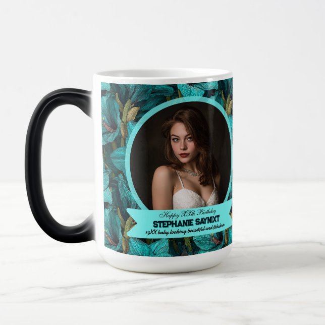 Amaryllis Inspired Birthday Beautiful Magic Mug (Left)