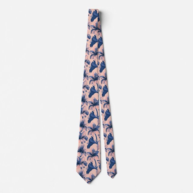 Amaryllis Pattern Bride Father Reception Wedding  Tie (Front)