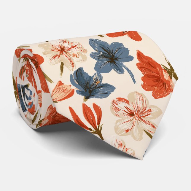 Amaryllis Pattern Engagement Graduation Tie (Rolled)