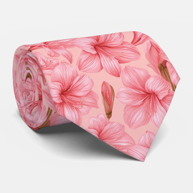 Amaryllis Pattern Uncle Retro Wedding  Tie (Rolled)