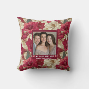 Amaryllis Proud Mother Mom Room Decor Botanical Throw Pillow