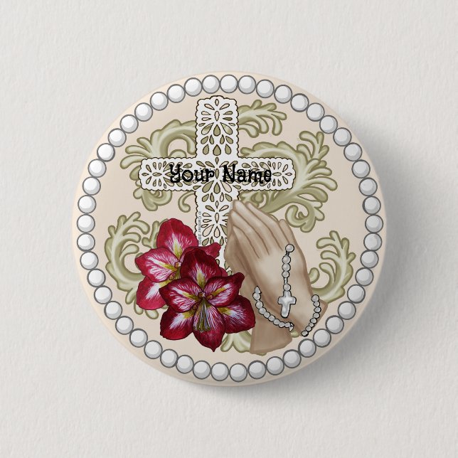 Amaryllis Rosary  2 Inch Round Button (Front)