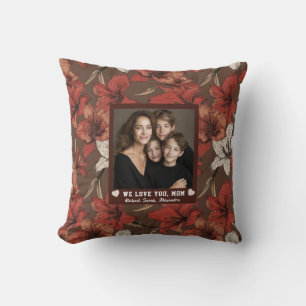 Amaryllis Stepmom Mother Rustic Decor Floral Throw Pillow
