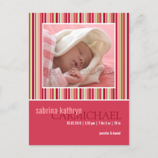 Amaryllis Stripes Pink • Baby Announcement