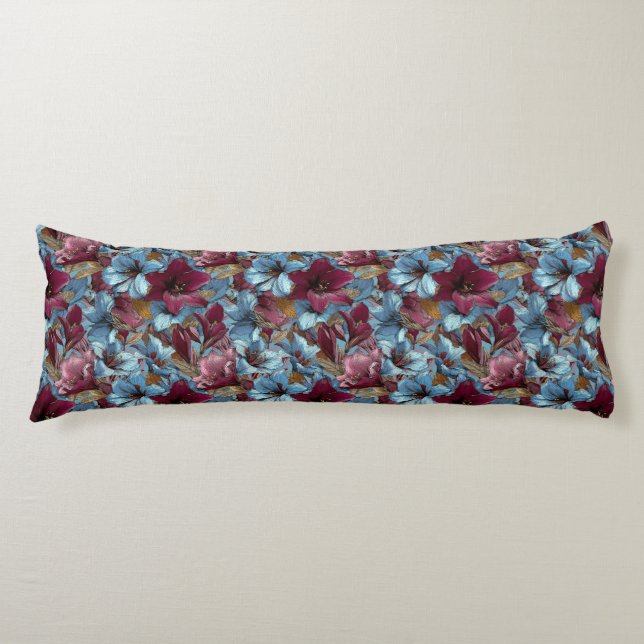 Amaryllis Texture Interior Decor Retro Wedge Body Pillow (Front)