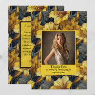 Amaryllis Theme Birthday Boho Thank You Card