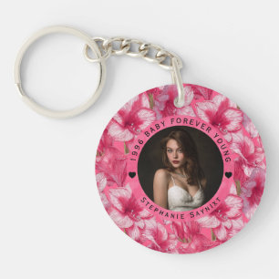 Amaryllis Theme Women Birthday Gift For Her Keychain