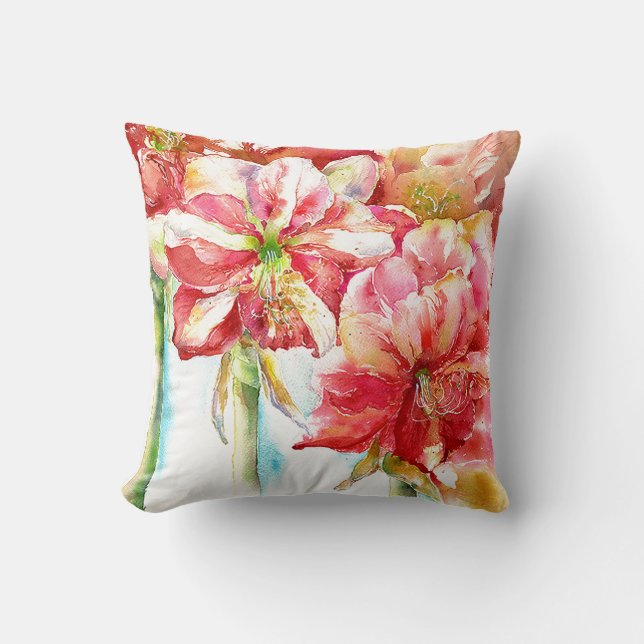 Amaryllis Throw Pillow (Front)