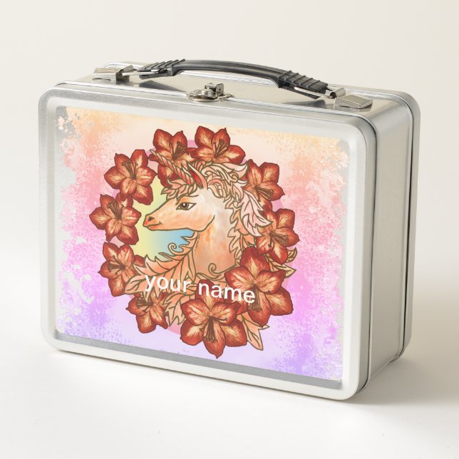 Amaryllis Unicorn Metal Lunch Box (Front)