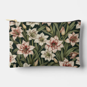 Amaryllis vintage flowers pattern accessory pouch