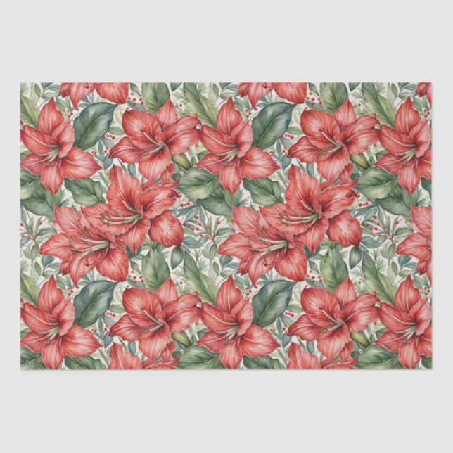 Amaryllis Winter Holiday Tissue Paper (Front)