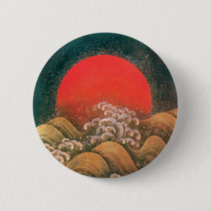 AMATERASU , SUN GODDESS ,red black brown 2 Inch Round Button