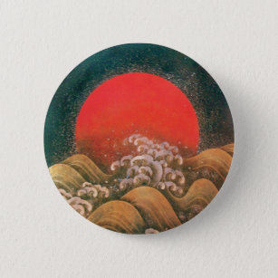 AMATERASU , SUN GODDESS ,red black brown 2 Inch Round Button