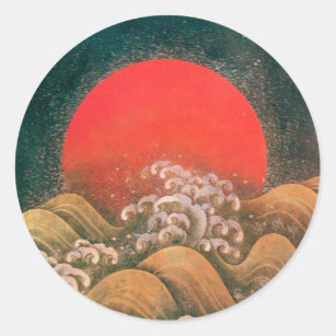 AMATERASU , SUN GODDESS ,red black brown Classic Round Sticker