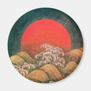 AMATERASU , SUN GODDESS ,red black brown gold Magnet