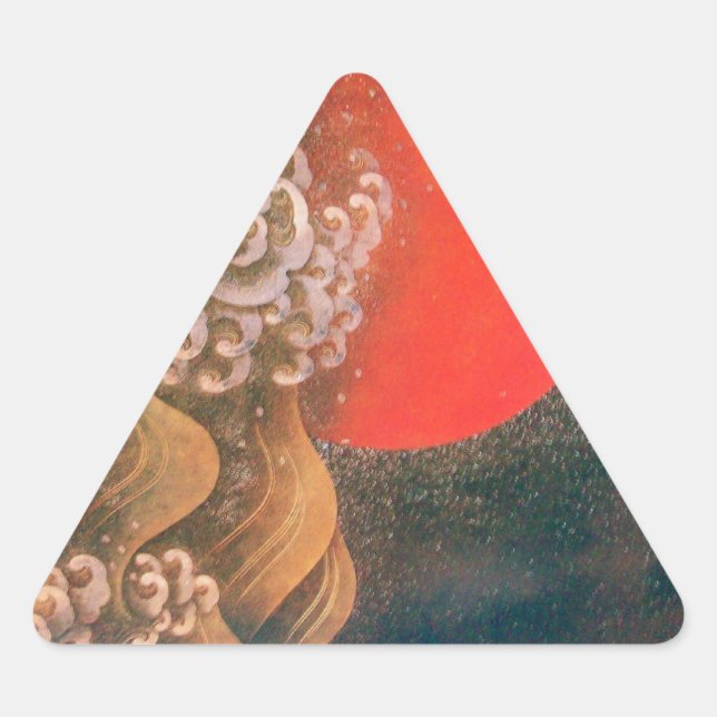 AMATERASU , SUN GODDESS ,red black brown Triangle Sticker (Front)