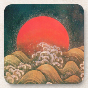 AMATERASU ,SUN GODDESS red brown black Coaster