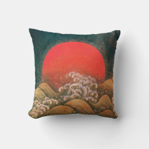 AMATERASU ,SUN GODDESS red,brown black Throw Pillow
