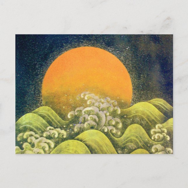 AMATERASU SUN GODDESS Yellow Black Green Postcard (Front)