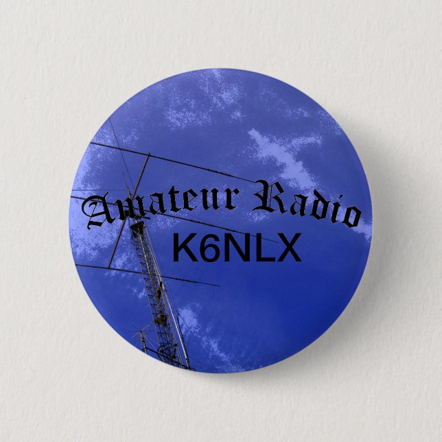 Amateur Radio and Call Sign 2 Inch Round Button (Front)