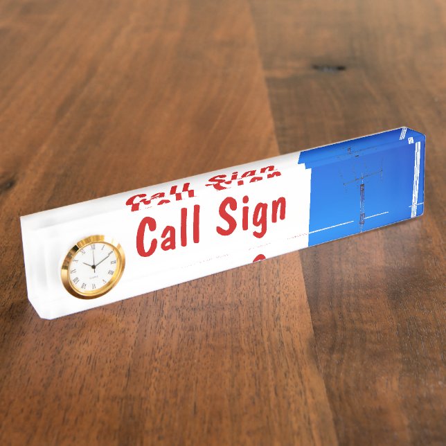 Amateur Radio Call Sign and Antenna 3 & Clock Nameplate (Side)