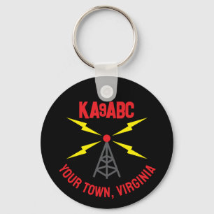 Amateur Radio Ham Operator Antenna and Call Sign Keychain