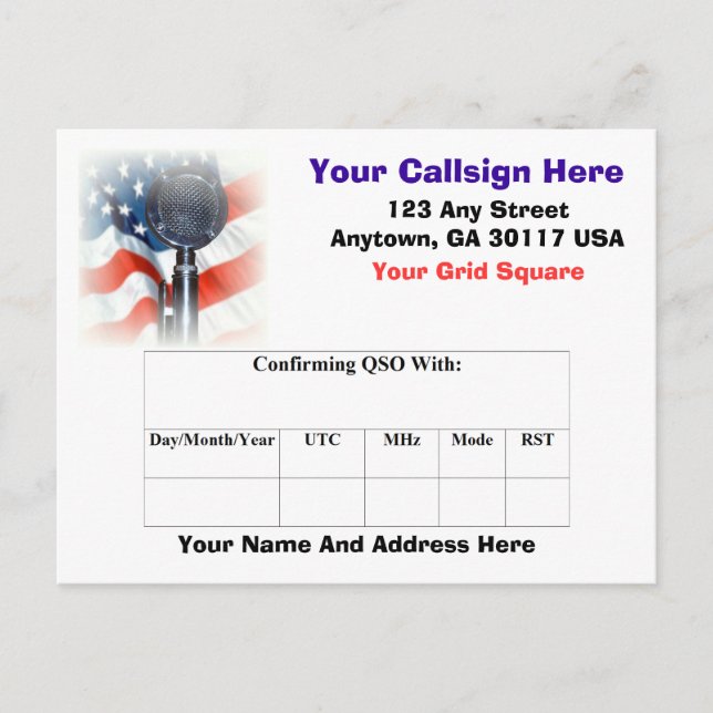 Amateur Radio QSL Card (Front)