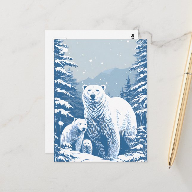 Amateurs d'ours polaires d'hiver saisonnier Carte  (Devant/Arrière en situation)