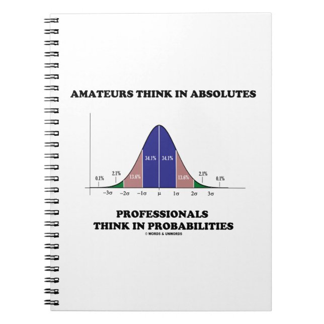 Amateurs Think Absolutes Professionals Think Stats Notebook (Front)
