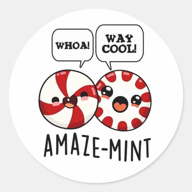 Amaze-mint Funny Peppermint Pun  Classic Round Sticker (Front)