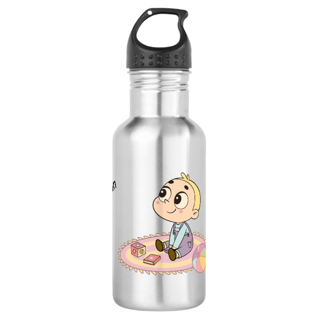 Amazed Boy Illustration 532 Ml Water Bottle (Front)