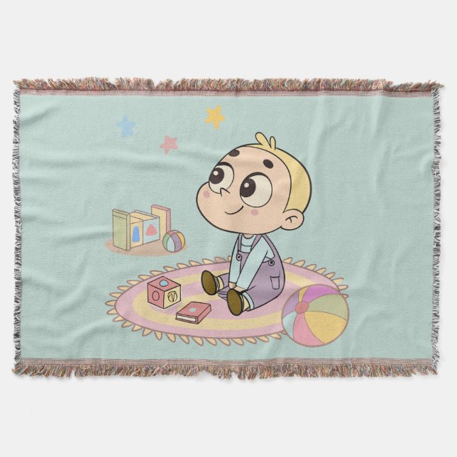 Amazed Boy Illustration Throw Blanket (Front)