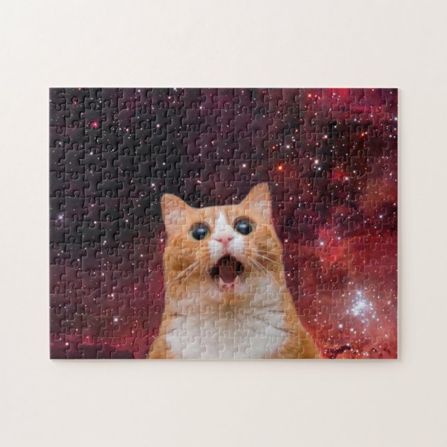 Amazed Space Cat Jigsaw Puzzle (Horizontal)