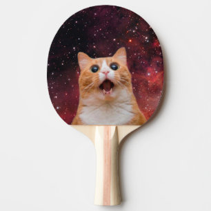 Amazed Space Cat Ping Pong Paddle