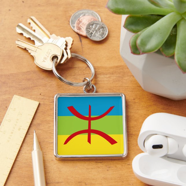 Amazigh Flag Gift Berber Flag Kabyles Keychain (Desk)