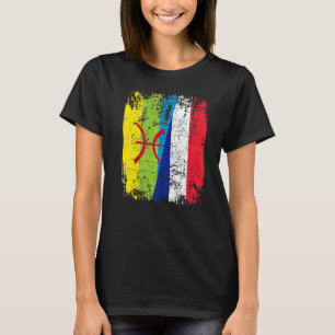 AMAZIGH ROOTS Half French Half KABYL Flag T-Shirt