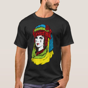 Amazigh Woman With Tattoo & Colourful Tamazight Be T-Shirt