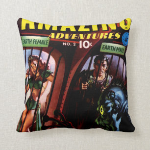 Amazing Adventures #2 Retro Sci Fi Comic Book Throw Pillow