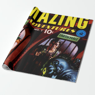 Amazing Adventures #2 Retro Sci Fi Comic Book Wrapping Paper