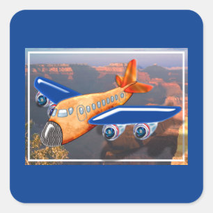Amazing Airplane Aerial View Square Sticker
