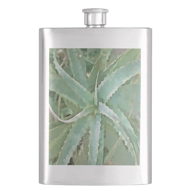 Amazing Aloe Vera Acrylic Art Hip Flask (Front)