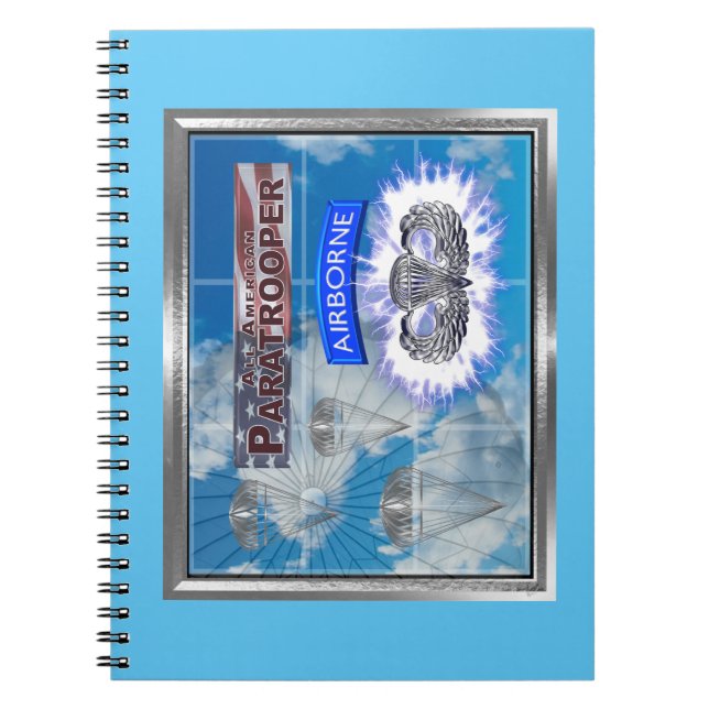 Amazing American Paratrooper and Flag Notebook (Front)