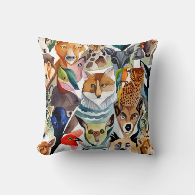 Amazing Animals Throw Pillow (Front)