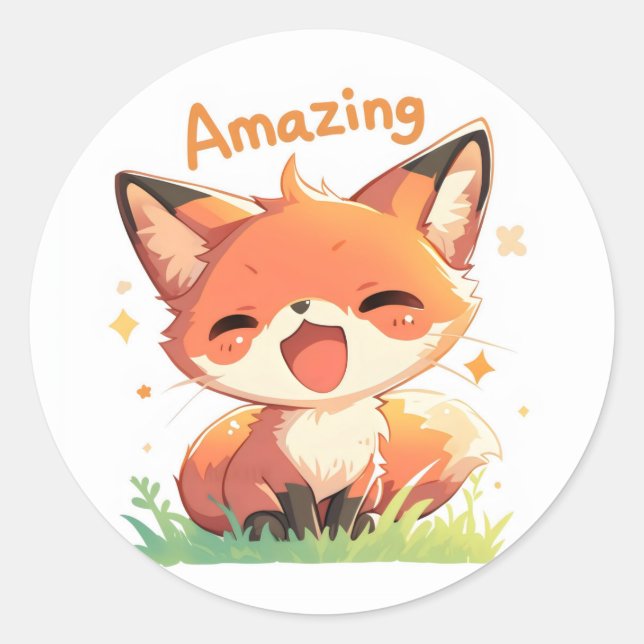 Amazing Anime Fox Classic Round Sticker (Front)