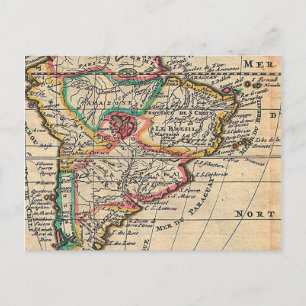 Amazing Antique Map of South America Postcard