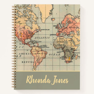 Amazing Antique World Map Notebook