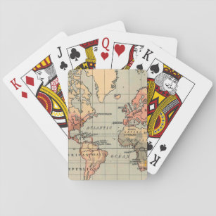 Amazing Antique World Map Playing Cards