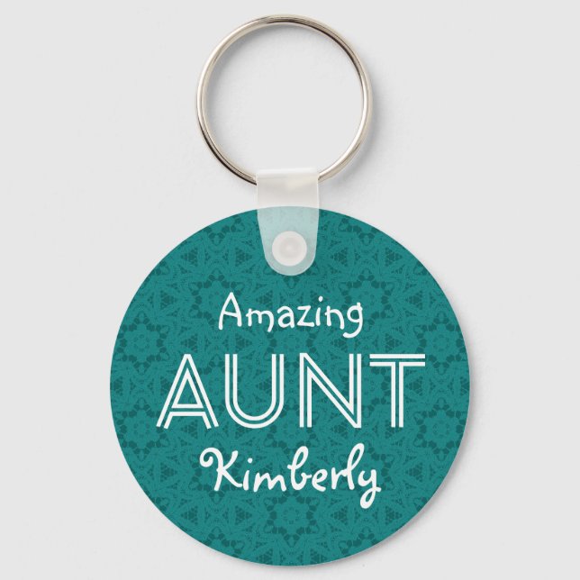 Amazing AUNT Custom Name Keychain Gift for Her (Front)